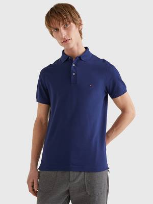 Tommy Hilfiger 1985 Essential Slim Fit Polo Yaka Tişört Erkek Mavi | TH871SFT