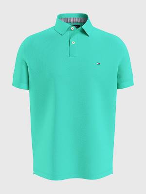 Tommy Hilfiger 1985 Essential TH Flex Polo Yaka Tişört Erkek Yeşil | TH140OMI