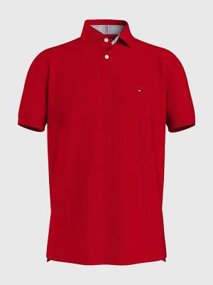 Tommy Hilfiger 1985 Essential TH Flex Polo Yaka Tişört Erkek Kırmızı | TH482DHF