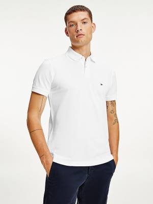 Tommy Hilfiger 1985 Essential TH Flex Polo Yaka Tişört Erkek Beyaz | TH650LTS