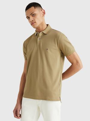 Tommy Hilfiger 1985 Essential TH Flex Polo Yaka Tişört Erkek Kahverengi | TH956BGT