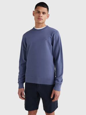 Tommy Hilfiger 1985 Essential TH Flex Sweatshirt Kazak Erkek Mavi | TH172LJR