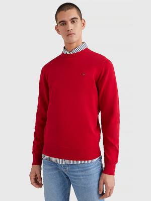 Tommy Hilfiger 1985 Essential TH Flex Sweatshirt Kazak Erkek Kırmızı | TH425XMU