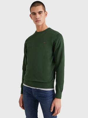 Tommy Hilfiger 1985 Essential TH Flex Sweatshirt Kazak Erkek Yeşil | TH452EUX