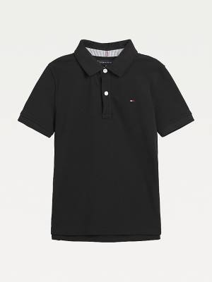 Tommy Hilfiger 1985 Organic Pamuklu Polo Tişört Erkek Çocuk Siyah | TH402SQO