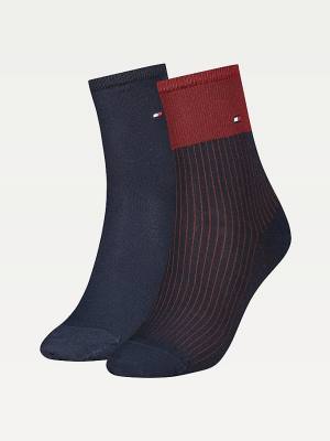 Tommy Hilfiger 2-Pack Colour-Blocked Ankle Çorap Kadın Mavi | TH410HLU