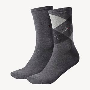 Tommy Hilfiger 2-Pack Diamond Check Çorap Kadın Gri | TH678NOU