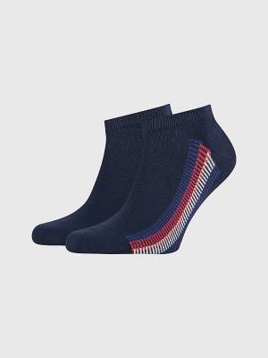 Tommy Hilfiger 2-Pack Ribbon Stripe Trainer Çorap Erkek Mavi | TH527YIX