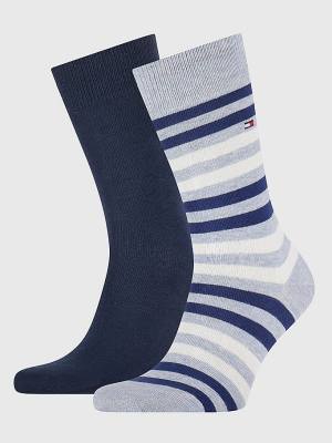 Tommy Hilfiger 2-Pack Stripe Çorap Erkek Mavi | TH326ARS