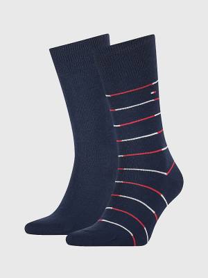 Tommy Hilfiger 2-Pack Stripe Çorap Erkek Mavi | TH632HDS