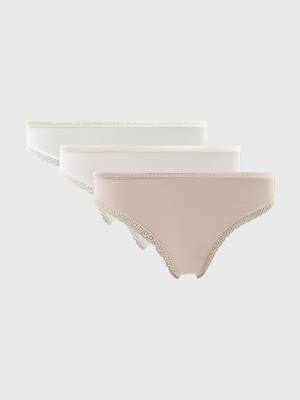 Tommy Hilfiger 3-Pack Floral Dantel Trim Thongs İç Giyim Kadın Multi | TH762HTV