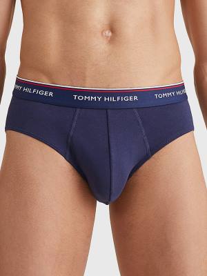 Tommy Hilfiger 3-Pack Pamuklu Briefs İç Giyim Erkek Mavi | TH250JWG