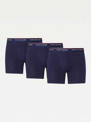 Tommy Hilfiger 3-Pack Stretch Pamuklu Boksör Shorts İç Giyim Erkek Mavi | TH275LYN