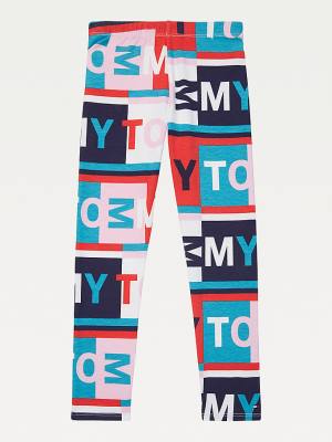 Tommy Hilfiger Adaptive All-Over Logo Print Leggings Pantolon Kiz Çocuk Multi | TH079UWE