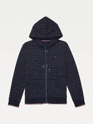 Tommy Hilfiger Adaptive Dot Print Kapüşonlu Sweatshirt Kadın Mavi | TH847HWR