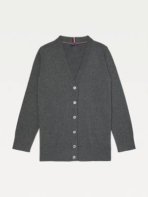 Tommy Hilfiger Adaptive Essential Pamuklu Cardigan Kazak Kadın Gri | TH453EVW