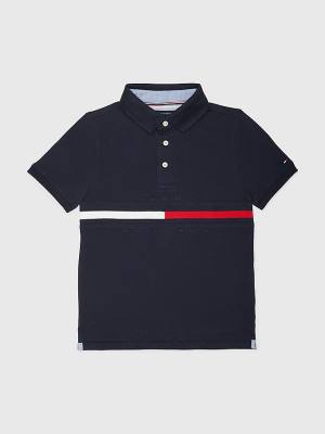 Tommy Hilfiger Adaptive Icons Stripe Polo Tişört Erkek Çocuk Mavi | TH542LXK