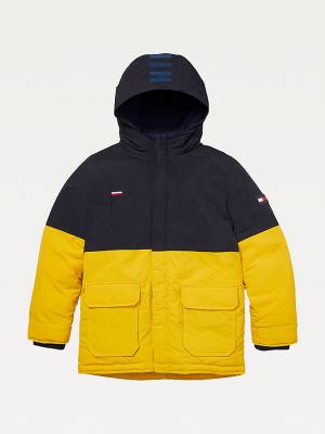 Tommy Hilfiger Adaptive Kukuletalı Colour-Blocked Parka Ceket Erkek Çocuk Sarı | TH510QGY