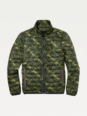 Tommy Hilfiger Adaptive Monogram Puffer Ceket Erkek Yeşil | TH947RCT