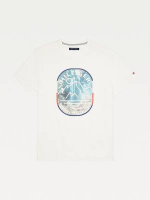 Tommy Hilfiger Adaptive Mountain Logo Graphic Tişört Erkek Beyaz | TH279ZAI