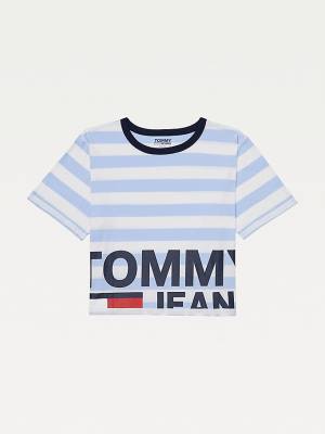 Tommy Hilfiger Adaptive Organic Pamuklu Tişört Kadın Mavi | TH876YRO