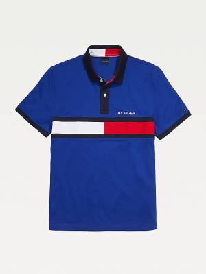 Tommy Hilfiger Adaptive Pamuklu Flag Custom Fit Polo Yaka Tişört Erkek Mavi | TH085EAB