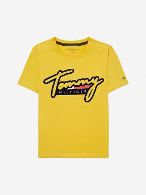 Tommy Hilfiger Adaptive Pure Pamuklu Logo Tişört Erkek Çocuk Sarı | TH256JMD