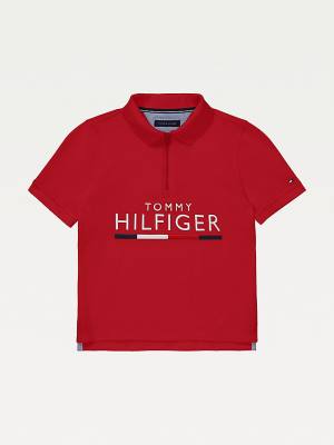 Tommy Hilfiger Adaptive Pure Pamuklu Polo Tişört Erkek Çocuk Kırmızı | TH176HFE