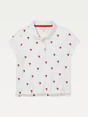 Tommy Hilfiger Adaptive Seated Fit Heart Print Polo Tişört Kiz Çocuk Beyaz | TH169LAX