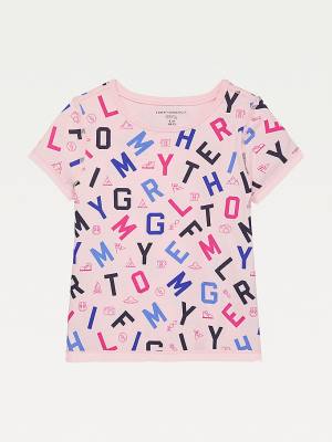 Tommy Hilfiger Adaptive Sensory Alphabet Print Tişört Kiz Çocuk Pembe | TH037JDX