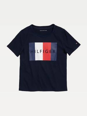 Tommy Hilfiger Adaptive Sensory Flag Logo Tişört Erkek Çocuk Mavi | TH357XTH