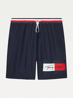 Tommy Hilfiger Adaptive Signature Mid Cut Cut Cut-Length Shorts Mayo Erkek Mavi | TH216VMR