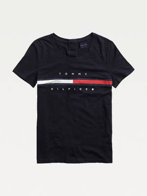 Tommy Hilfiger Adaptive Stripe Tişört Kadın Mavi | TH093WRH