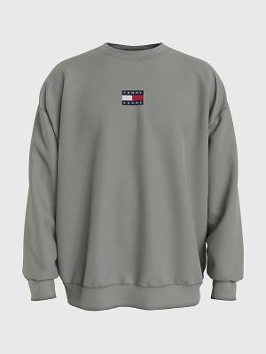 Tommy Hilfiger Badge Crew Neck Sweatshirt Erkek Gri | TH248ACE