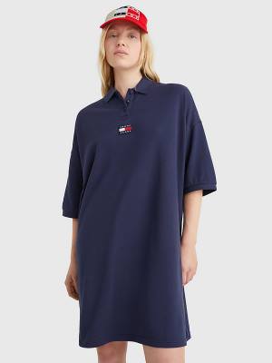 Tommy Hilfiger Badge Oversized Polo Elbise Kadın Mavi | TH780GNI