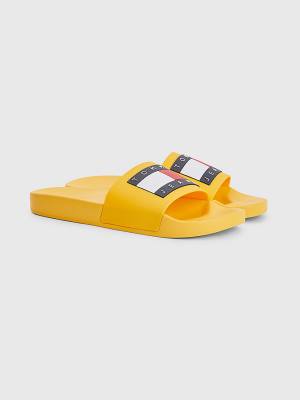 Tommy Hilfiger Badge Pool Slides Sandalet Erkek Turuncu | TH308QCU