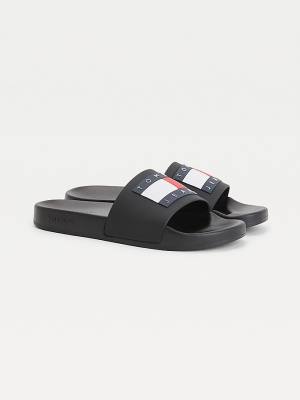 Tommy Hilfiger Badge Slides Sandalet Kadın Siyah | TH852XEH