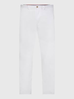 Tommy Hilfiger Bleecker Satin Slim Fit Chinos Pantolon Erkek Beyaz | TH485VDS