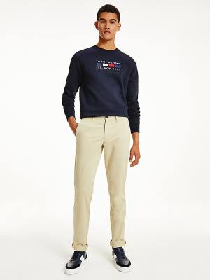 Tommy Hilfiger Bleecker Satin Slim Fit Chinos Pantolon Erkek Haki | TH762JCP