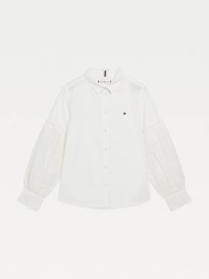 Tommy Hilfiger Broderie Anglaise Puff Sleeve Shirt Tişört Kiz Çocuk Beyaz | TH718NIU