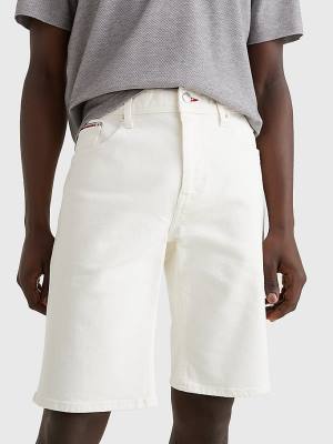 Tommy Hilfiger Brooklyn White Denim Shorts Jean Pantolon Erkek Denim | TH983PBI