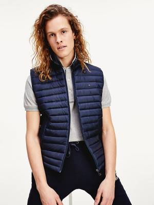 Tommy Hilfiger CORE PACKABLE DOWN VEST Kaban Erkek Mavi | TH107DWN