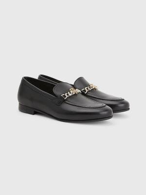 Tommy Hilfiger Chain Deri Loafer Ayakkabı Kadın Siyah | TH267TDY