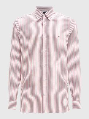 Tommy Hilfiger Classics Stripe Slim Fit Dobby Gömlek Erkek Kahverengi | TH078YNG