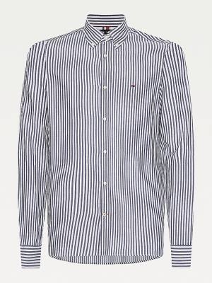 Tommy Hilfiger Classics Stripe Slim Fit Dobby Gömlek Erkek Mavi | TH560VJQ