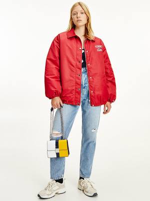 Tommy Hilfiger College Recycled Coach Ceket Kadın Kırmızı | TH240DGK