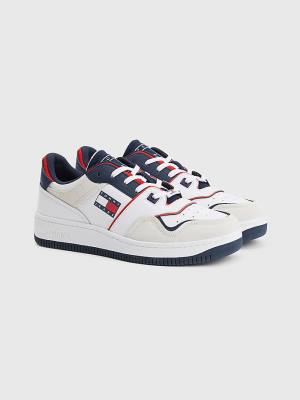 Tommy Hilfiger Colour-Blocked Basket Spor Ayakkabı Erkek Beyaz | TH761PYJ