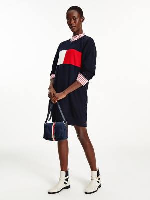 Tommy Hilfiger Colour-Blocked Flag Jumper Elbise Kadın Mavi | TH573NCE