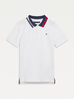 Tommy Hilfiger Colour-Blocked Logo Collar Polo Tişört Erkek Çocuk Beyaz | TH416KGF