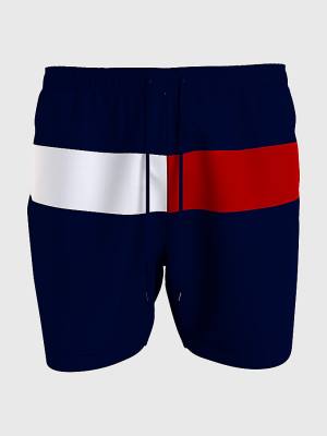 Tommy Hilfiger Colour-Blocked Long Length Shorts Mayo Erkek Mavi | TH918ISC